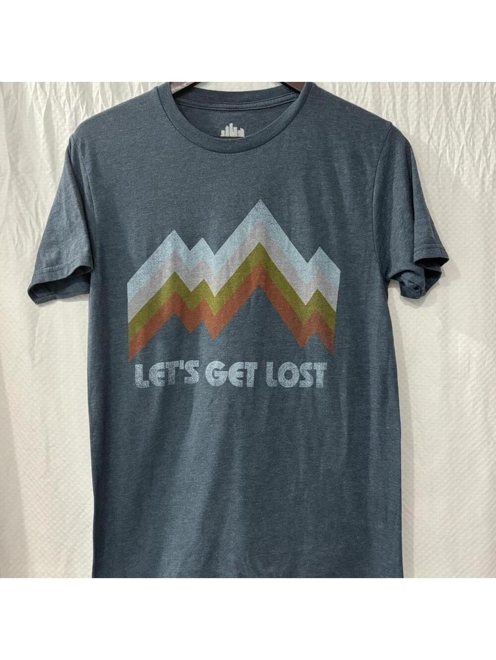 Let’s Get Lost Graphic T-Shirt | Vintage-Inspired Mountain Tee | Size Small